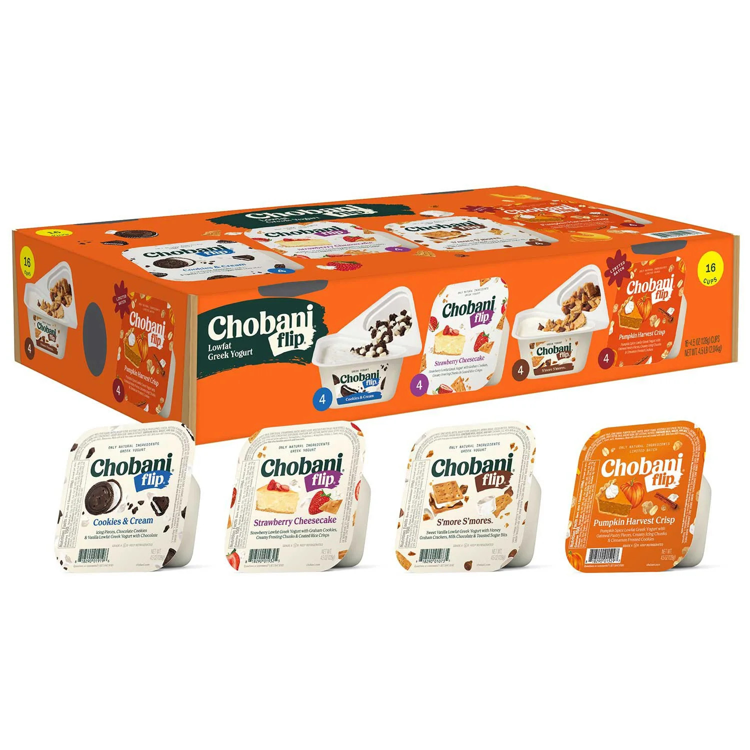 Chobani Flip Lowfat Greek Yogurt Variety Pack, 4.5 oz., 16 ct., Choose Flavor | Sam's Club