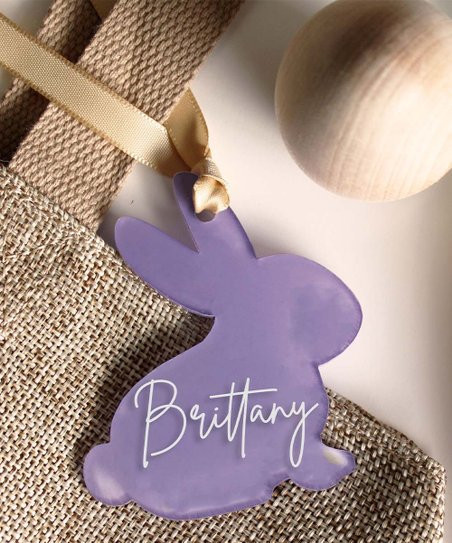 Etchey Purple & White 'Brittany' Bunny Easter Basket Tag | Zulily