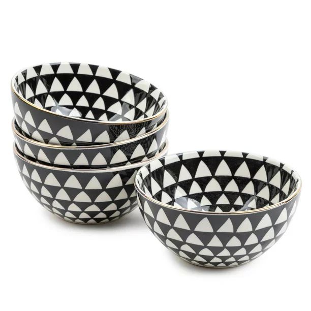 Thyme & Table Dinnerware Black & White Medallion Stoneware Round Bowls, 4 Pack - Walmart.com | Walmart (US)