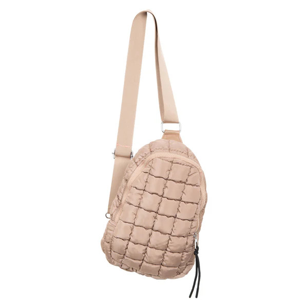 Tan Quilted Sling Bag | Katydid.com