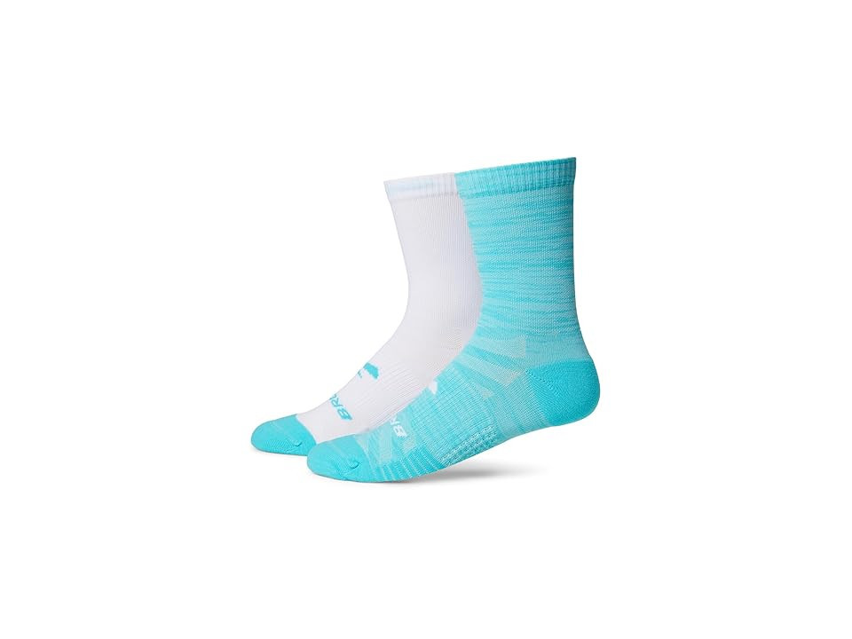 Brooks Ghost Lite Crew Socks 2-Pack No Show Socks Shoes Strobe Blue/White/White/Blue : LG (US Men's Shoe 9-11.5 - Women's Shoe 10-12.5) | Zappos