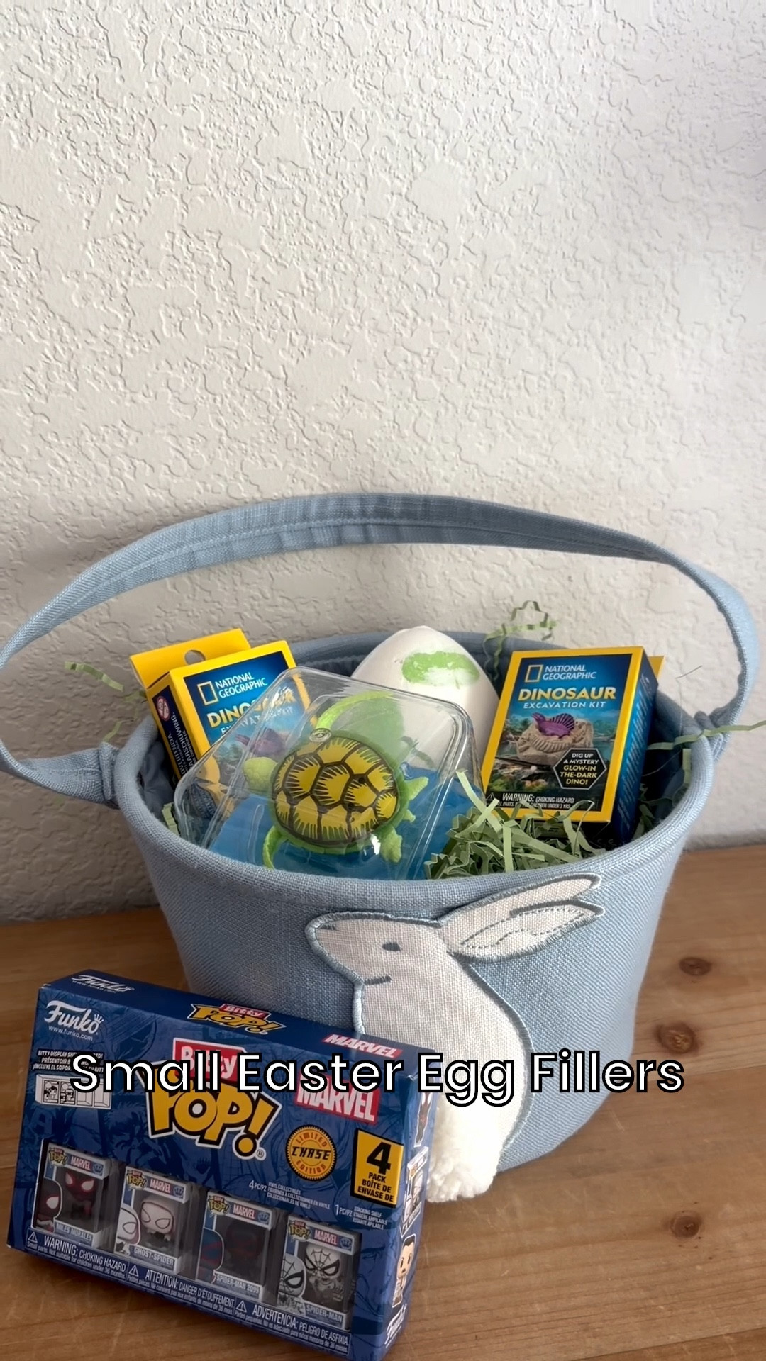 Fell in love with this classic blue Easter basket from Target and found some wonderful egg fillers including; Dino excavation kits, robo swim turtles, pop funko minis, and a Yoshi bath bomb. Can’t link the Yoshi egg bathbomb- but linked similar Dino eggs from Amazon!!! 

#LTKSeasonal #LTKmomlife #LTKKids