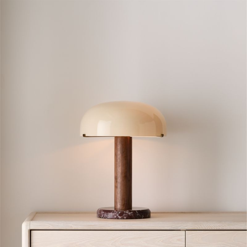 Aston Wood and Marble Table Lamp with Glass Shade 20 | Crate & Barrel