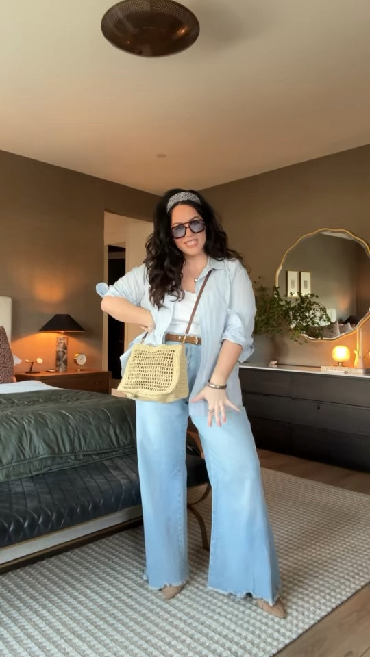 Midsize outfit inspo - everyday outfit - casual outfit - spring fashion •Button down is h&m size large •Tee size large • lifting bra Bra size 38dd • comfy wide leg jeans (pilcro brand size 33) Makeup- •Foundation- Georgio Armani luminous silk shade 5.9 •Bronzer- happy sol by rare beauty •Blush - rhode sleepy girl •Brow pencil - Gxve beauty dark brown •Georgio Armani cream eye shadow color 22m •Rare beauty eyeshadow stick color integrity •Mascara Lancôme lash idole •Lip liner charlotte tilbery lip cheat color supersize me •Plumping Gloss Patrick ta •Scent poets of Berlin

#LTKSeasonal #LTKMidsize #LTKStyleTip