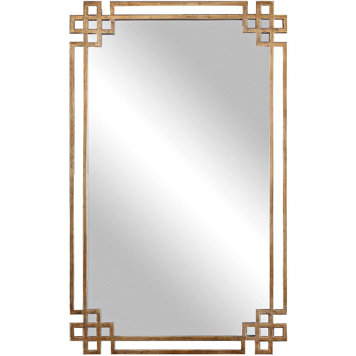 Uttermost Rectangular Vanity Accent Wall Mirror Industrial Plated Gold Metal Open Frame 23" Wide ... | Target