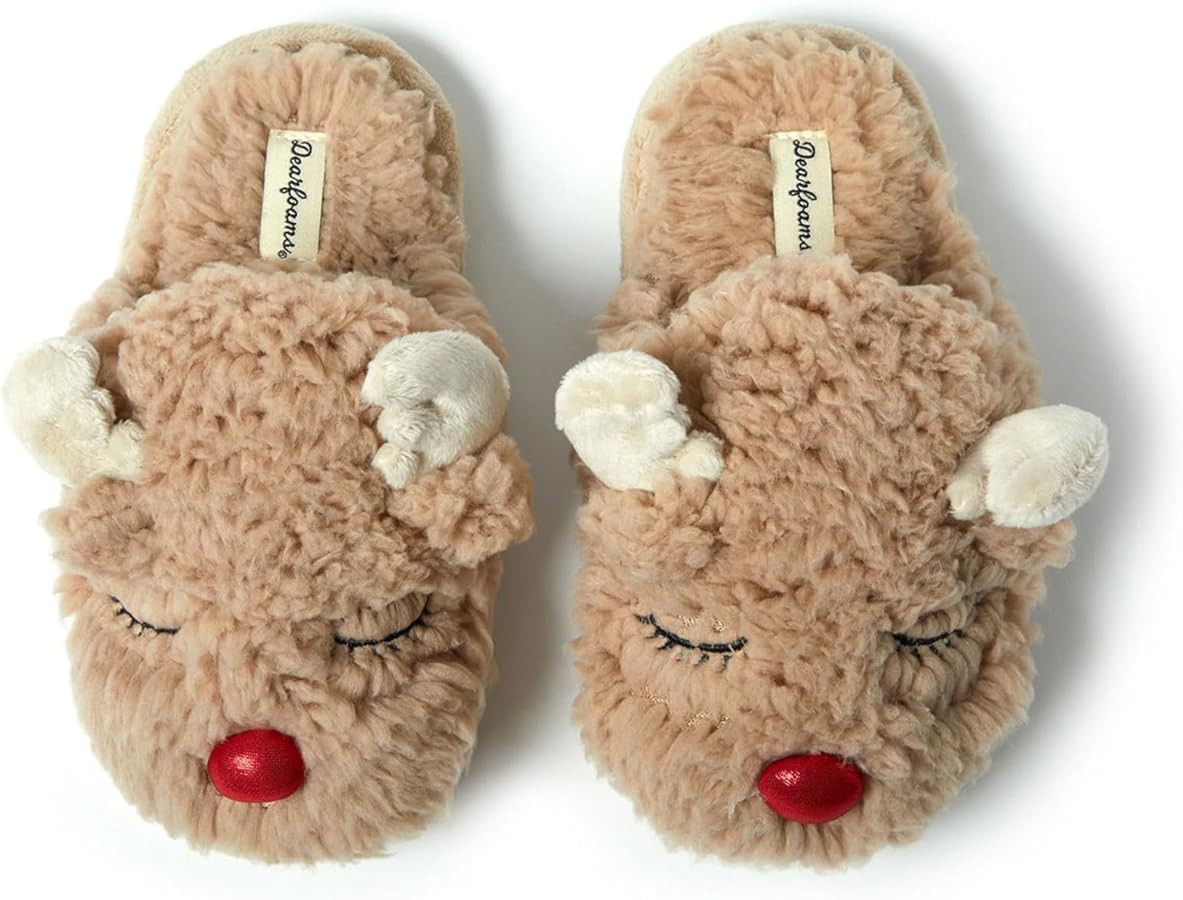 Dearfoams Unisex Kid's Matching Family Holiday Christmas Reindeer & Turkey Scuff Slipper | Amazon (UK)
