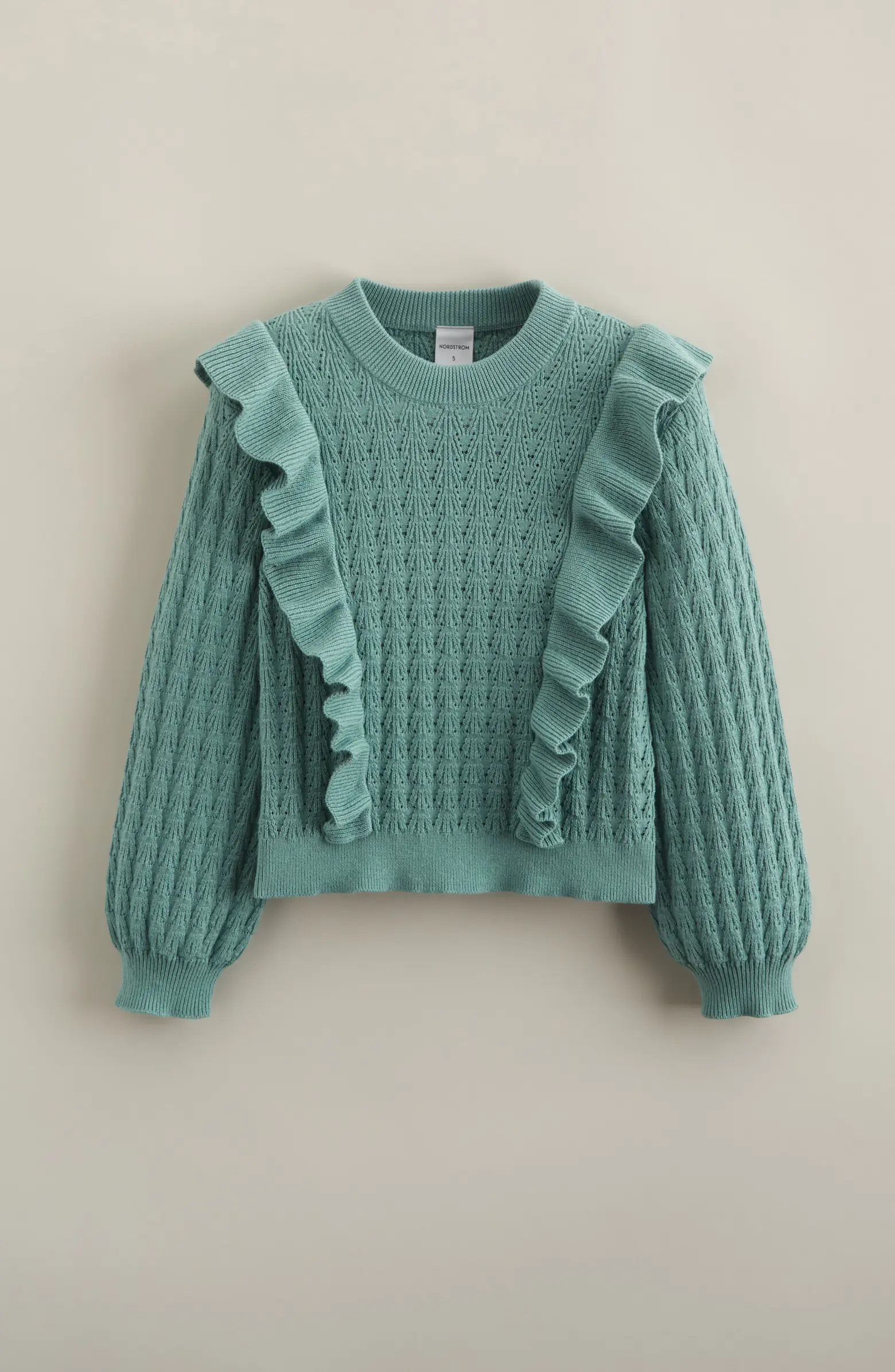 Kids' Ruffle Cotton Pointelle Sweater | Nordstrom