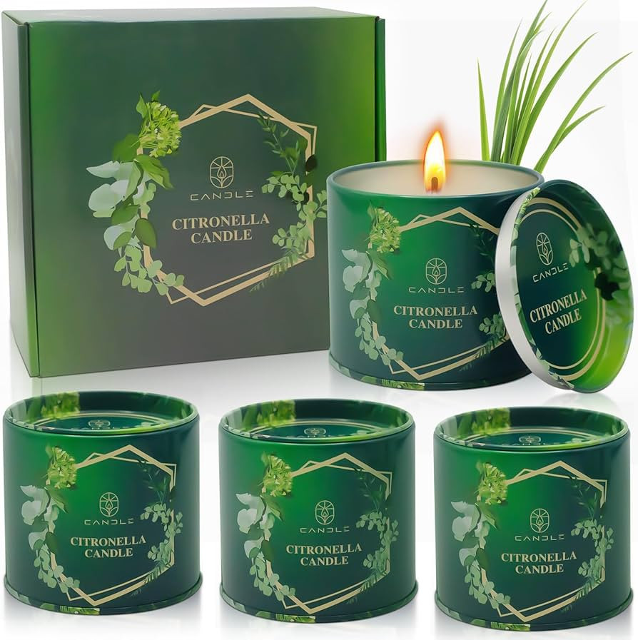 Citronella Candles Outdoor Natural Mosquito Bug Repellent Soy Wax Tin Candles Eco-Friendly Gift f... | Amazon (US)