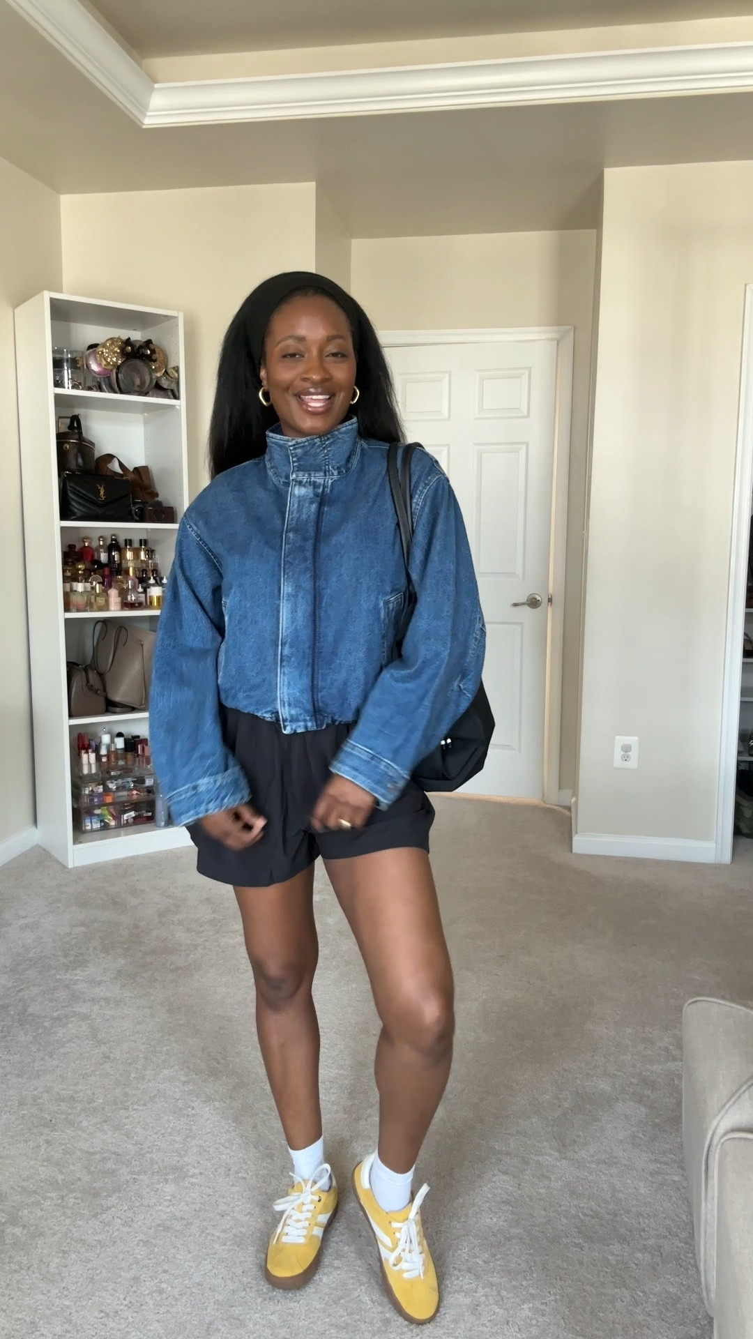 Toddler mom outfit | black shorts | colorful sneakers | denim jacket | longchamp tote 

#LTKgrwm #LTKootd #LTKmomlife