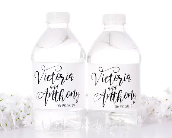 Waterproof Bottle Labels, Wedding Water Bottle Stickers, Bottled Water Labels, Calligraphy Sticke... | Etsy (US)