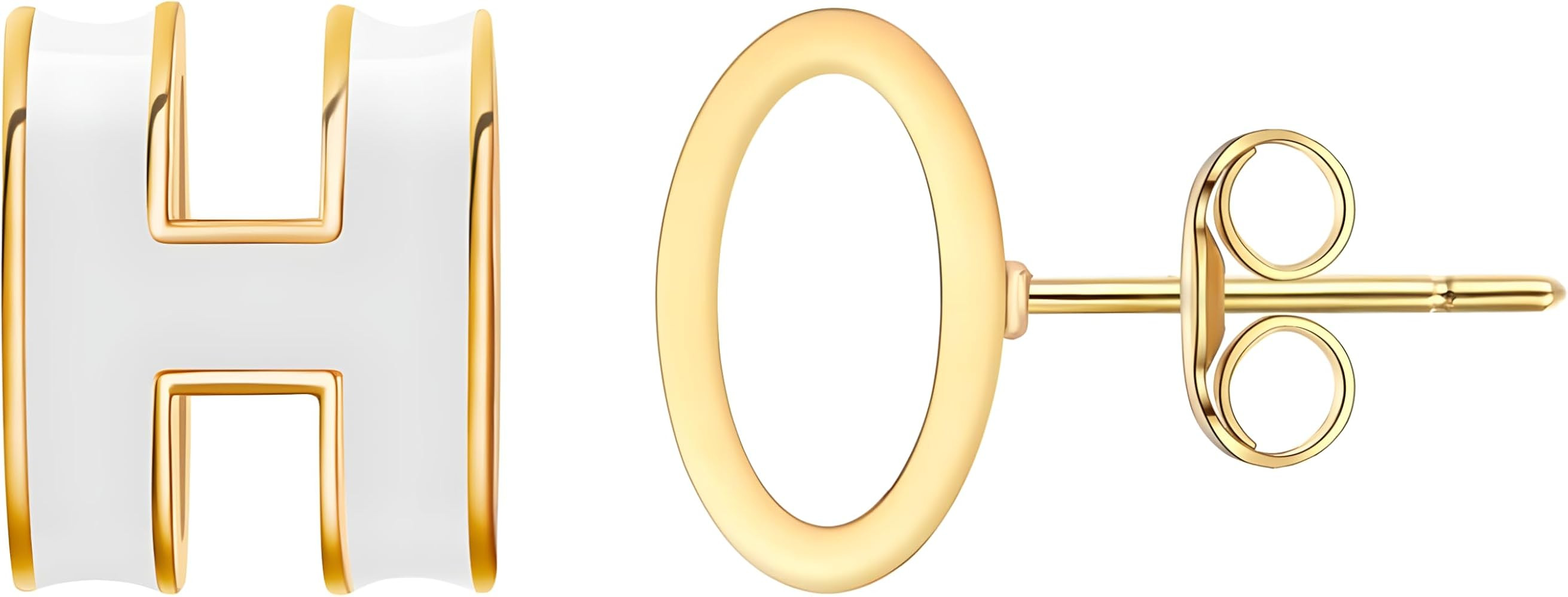 H Necklace, H earrings, Gold Stud Earrings for Women – Hypoallergenic Stainless Steel with H En... | Amazon (US)