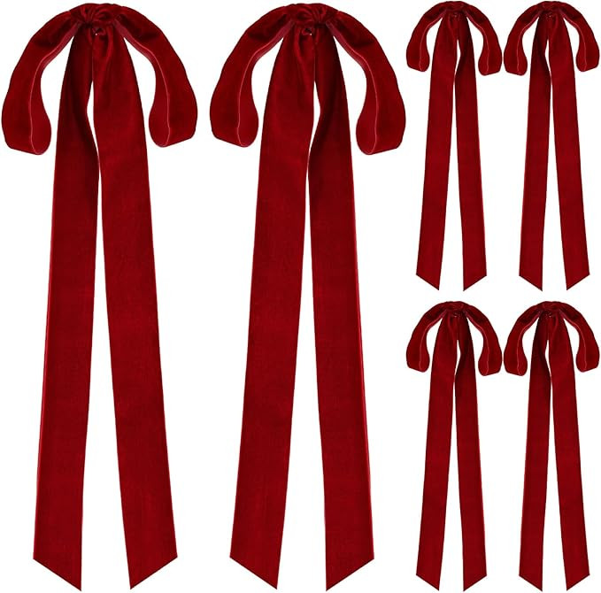 Velvet Christmas Bows 3/8 Inch Christmas Wreath Bows Rustic Crafts Gift Bows Vintage Velvet Ribbo... | Amazon (US)