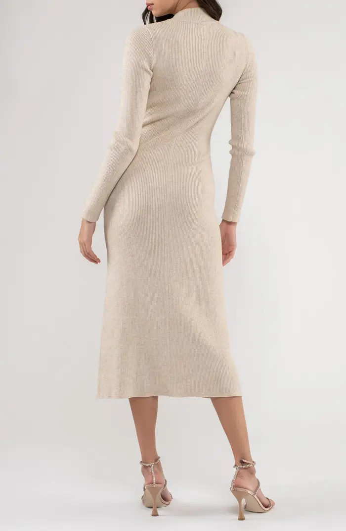 Shimmery Ribbed Long Sleeve Midi Sweater Dress | Nordstrom Rack