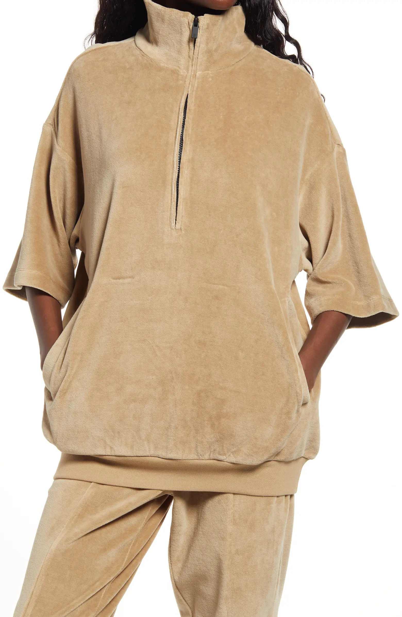 Velour Oversize Half Zip Pullover | Nordstrom