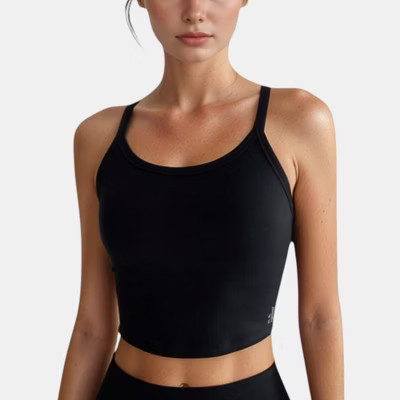 Anna-Kaci Active Women's Cropped Sports Tank Top with Thin Straps and Scoop Neck for Everyday Activewear - Small, Black | Target