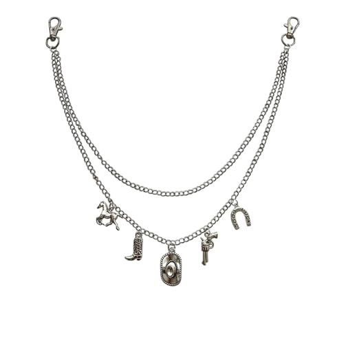 Cowboy Hat and Boot Charm Pant Chain for Men Women, Punk Accessories Trouser Chain, Hip Hop Layered Chains, Bags Decorations | Amazon (US)