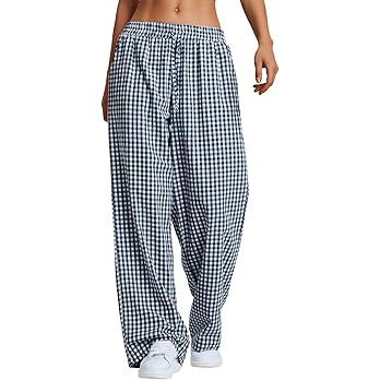 LOMON Striped Gingham Pants Women 2026 Spring Summer Pajamas Wide Leg Pj Lounge Boxer Bottoms Y2k... | Amazon (US)