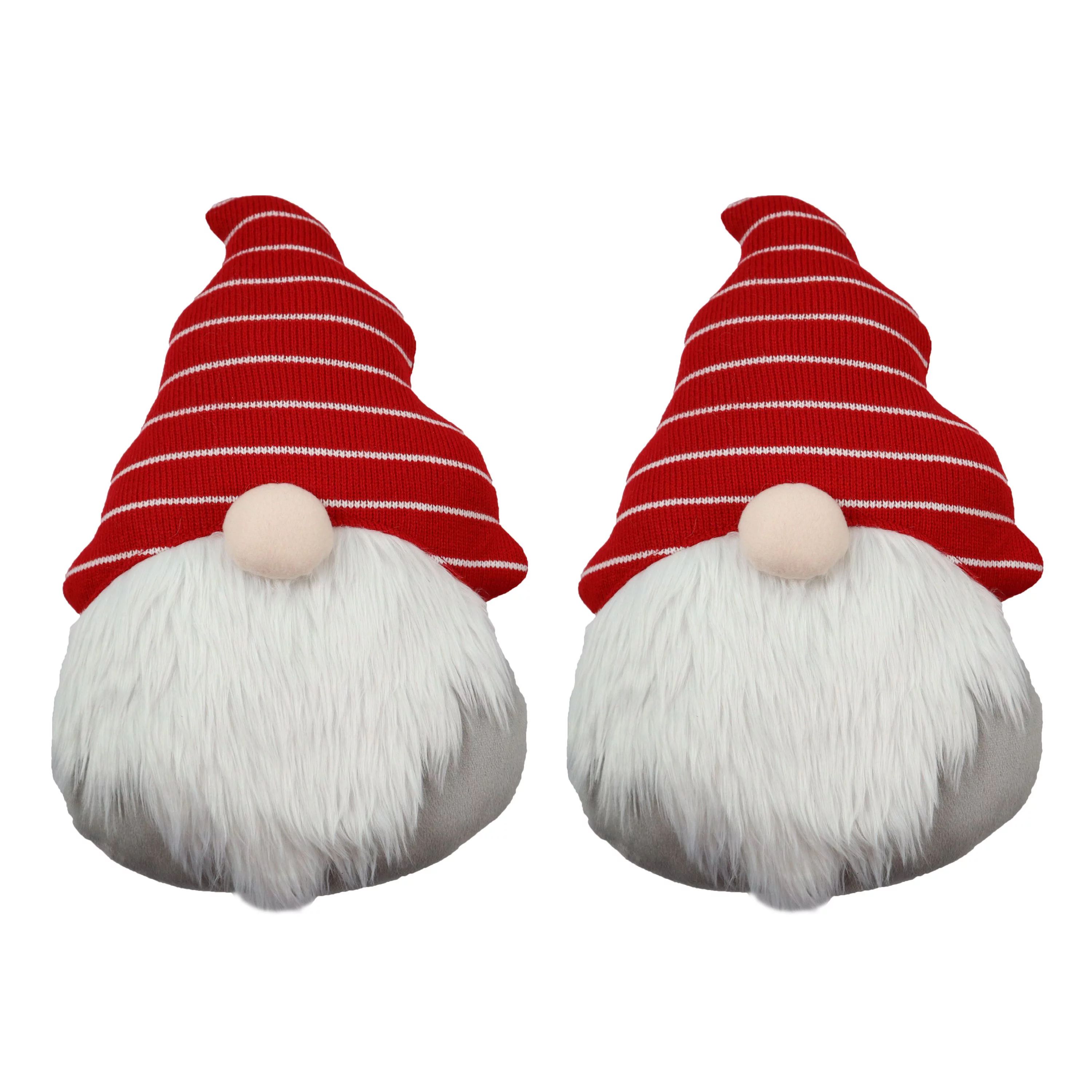 Holiday Time 14inch Red Hat Gnome Shaped Christmas Decorative Pillow, 2 Count Per Pack - Walmart.... | Walmart (US)
