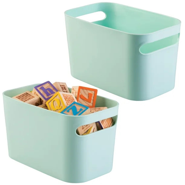 mDesign Plastic Toy Box Storage Organizer Tote Bin with Handles for Child/Kids Bedroom, Playroom ... | Walmart (US)