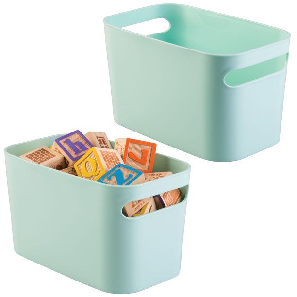 mDesign Plastic Toy Box Storage Organizer Tote Bin with Handles for Child/Kids Bedroom, Playroom ... | Walmart (US)