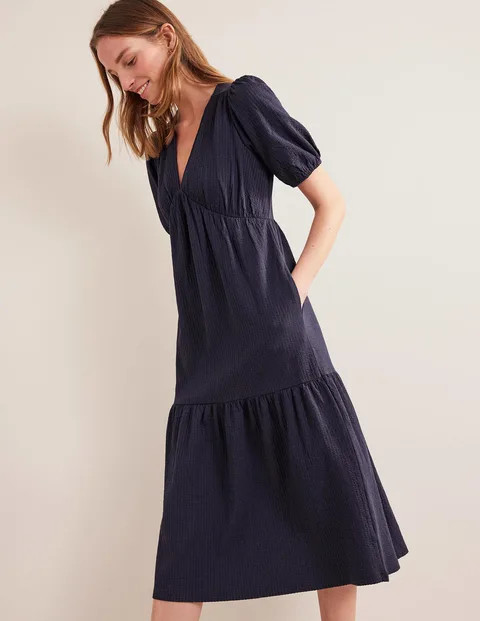 Jersey Seersucker Midi Dress | Boden (US)