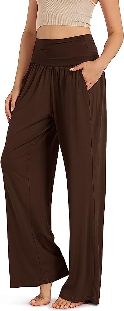ODODOS Women's Wide Leg Palazzo Lounge Pants with Pockets Light Weight Loose Comfy Casual Pajama ... | Amazon (US)