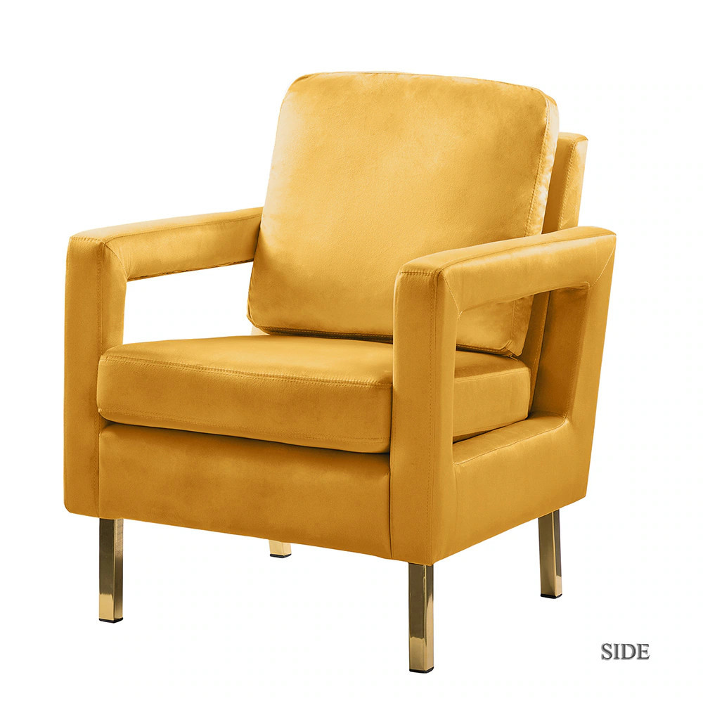 14 Karat Home Casual Mustard Velvet Accent Chair in Yellow | CHM0014-MUSTARD | Lowe's