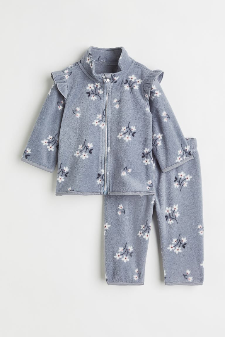 2-piece Fleece Set - Blue/floral - Kids | H&M US | H&M (US + CA)