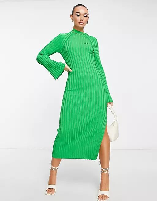 & Other Stories ribbed knit midi dress in green | ASOS (Global)