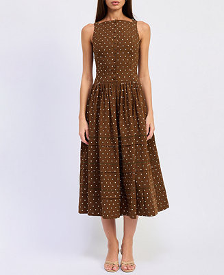 Women's Stella Polka Dot Sleeveless Midi Dress | Macy's