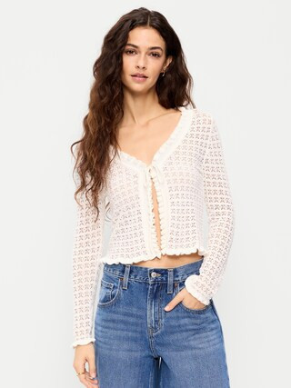 Seaside Cotton Tie-Front Cropped Cardigan | Old Navy (US)