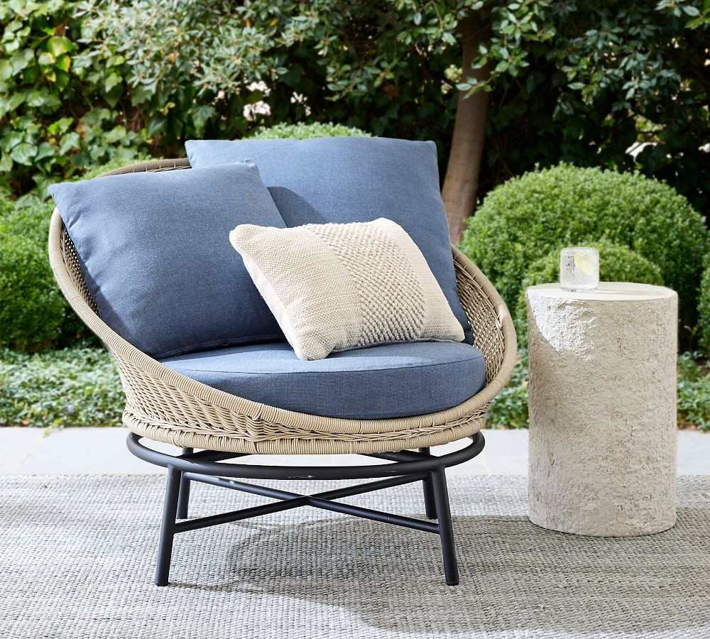 Tulum Wicker Swivel Outdoor Papasan | Pottery Barn (US)