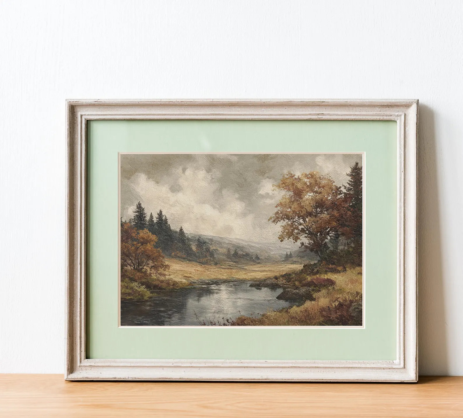 Vintage Landscape Wall Art, Farmhouse River Painting, Cottagecore Decor Fall Landscape Print Mood... | Etsy (US)
