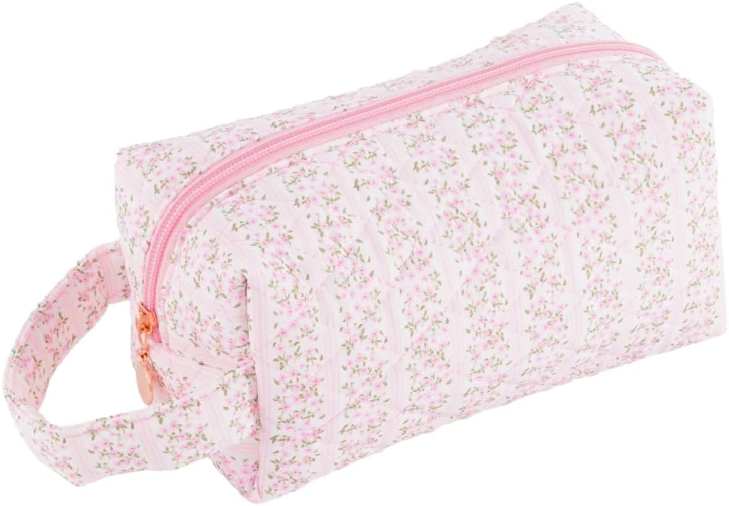 Travel Cosmetic Bag with Handle, Large Capacity Makeup Pouch Floral Makeup Bag with Zipper, Cloth... | Amazon (US)