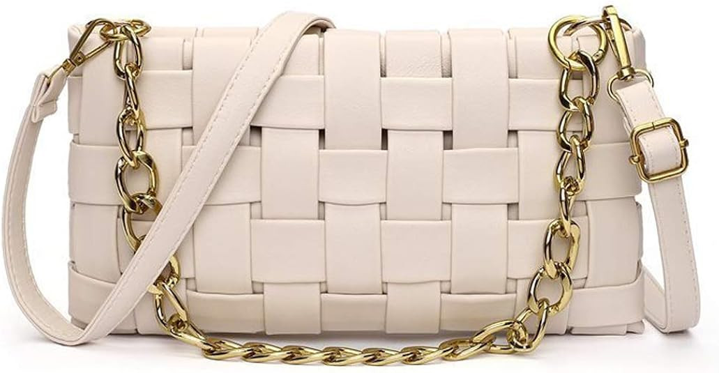 Amazon.com: Women Woven Crossbody Evening Small Handbag Braided Shoulder Bag Weave Purse with Cha... | Amazon (US)