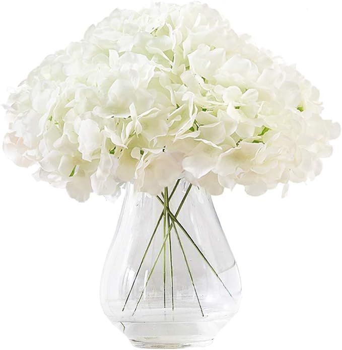KISLOHUM Hydrangea Silk Flower White 10 Heads Artificial Hydrangea Silk Flowers Head for Wedding ... | Amazon (US)