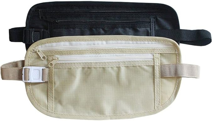 2 Pack Travel Money Belt Waist Wallet, Slim RFID Blocking Passport Holder, Invisible Belt Bag Fan... | Amazon (US)