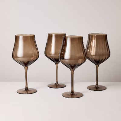 Set of 4 20oz Wine Glasses Brown - Hearth & Hand™ with Magnolia | Target