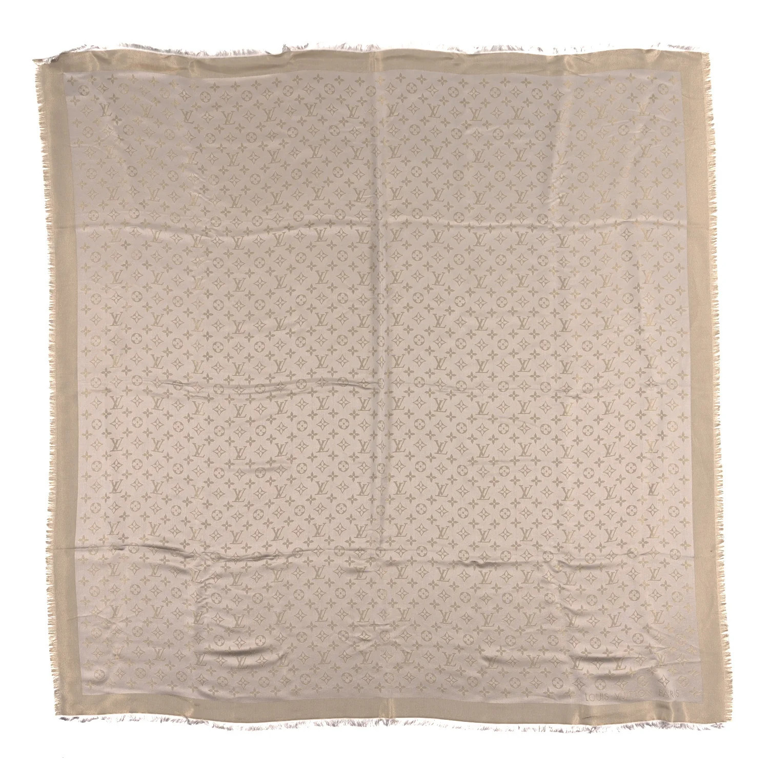 Silk Lurex Wool Monogram Shine Shawl Greige | FASHIONPHILE (US)