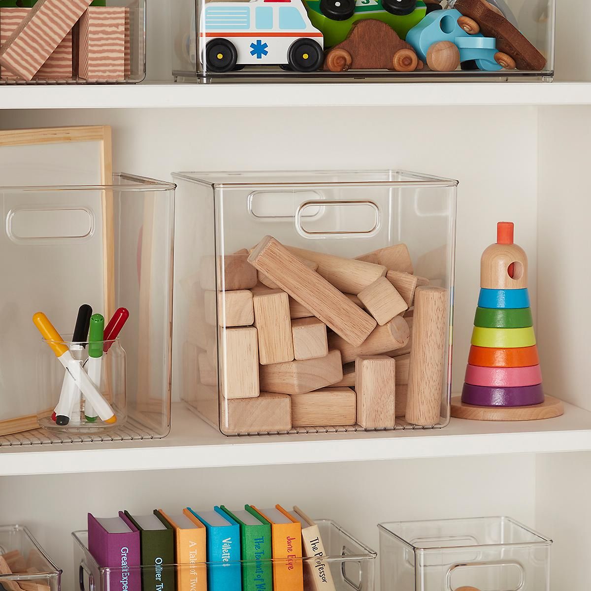Linus Cube Bins with Handles | The Container Store