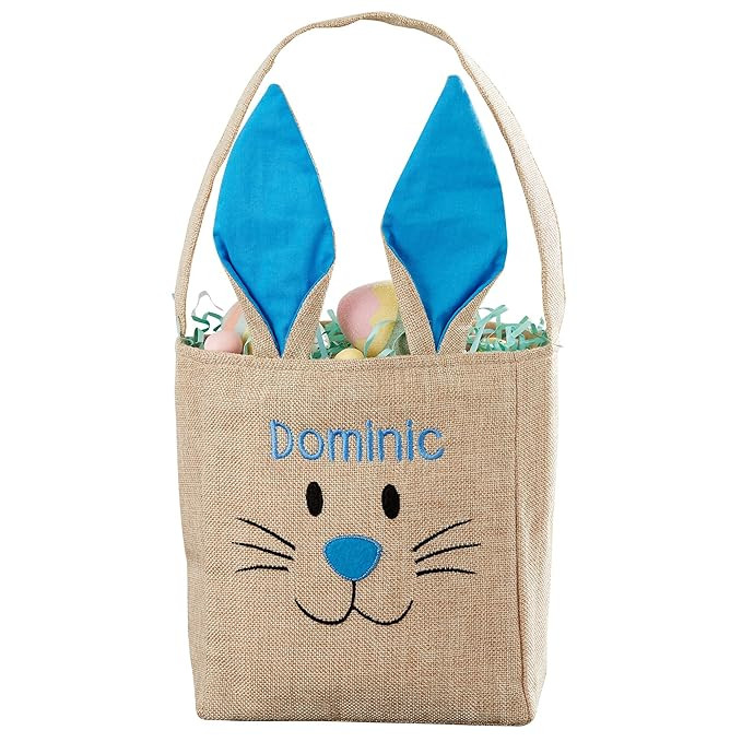 Personalization Universe Bunny Face Personalized Easter Treat Bag, Embroidered Burlap Easter Bask... | Amazon (US)