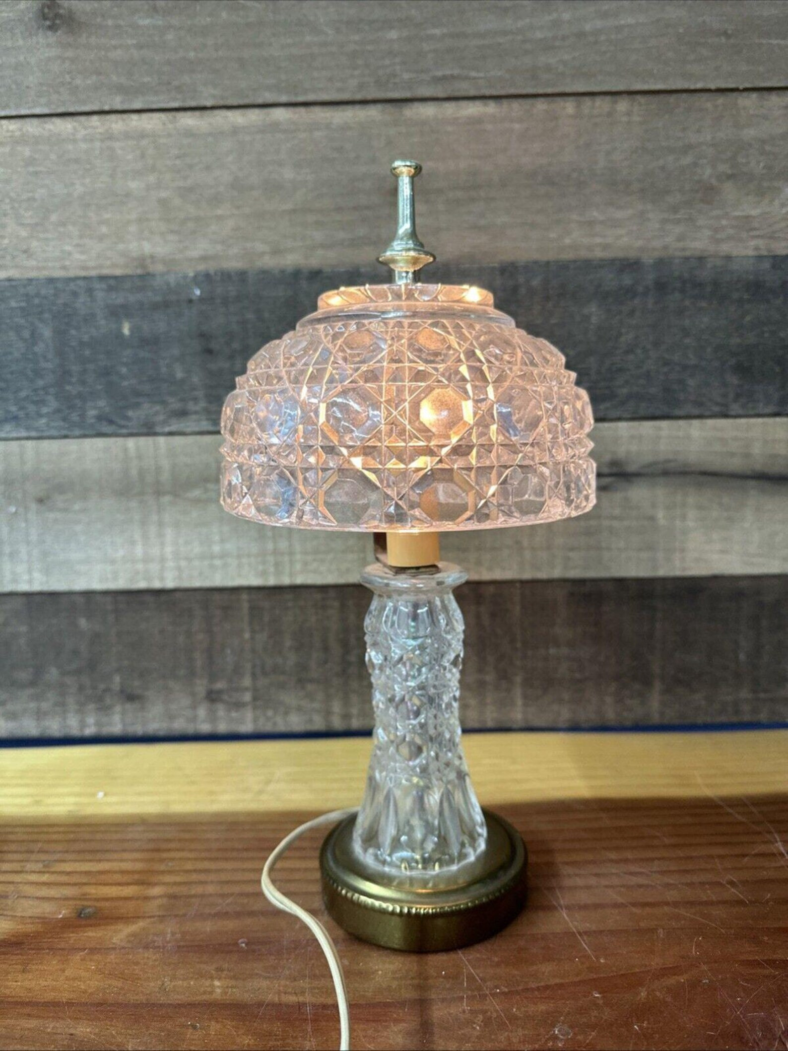 Vintage Cut Crystal Clear Glass 12" Budiour Lamp - Etsy | Etsy (US)