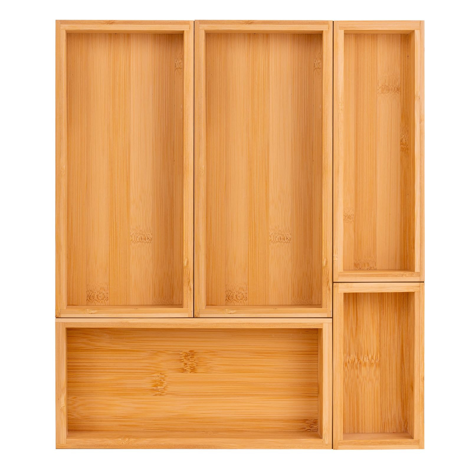bamboo drawer organizer Set，expandable drawer dividers,wooden storage organizers,large trays fo... | Amazon (US)