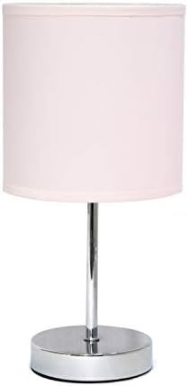 Simple Designs LT2007-BPK Chrome Mini Basic Fabric Shade, Blush Pink Table Lamp | Amazon (US)
