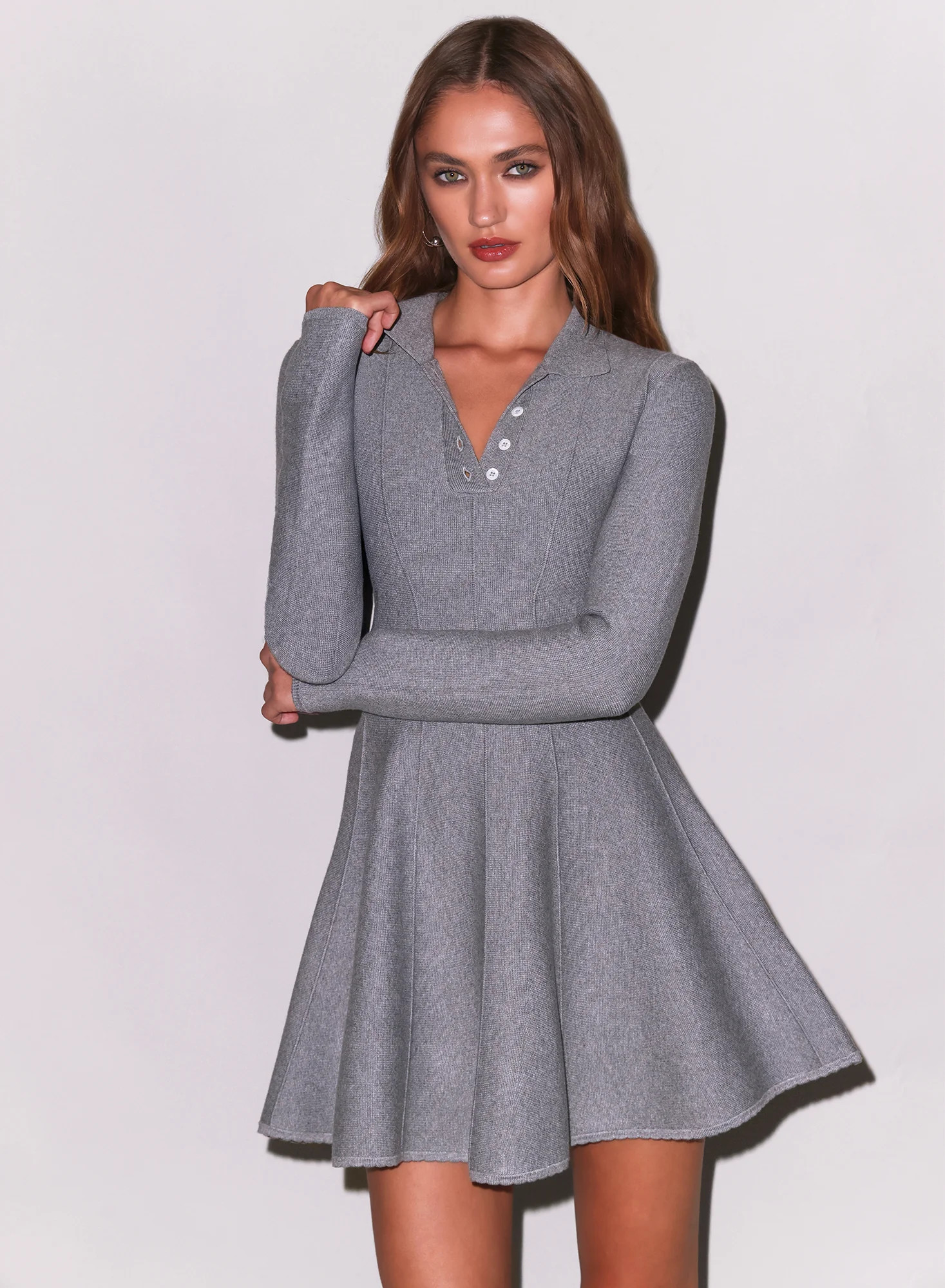 Medium Heather Grey Henley Flared Corset Dress | Fleur du Mal | Fleur du Mal