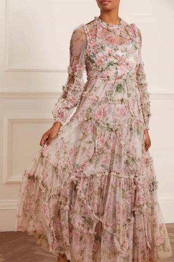 English Rose Diamond Ruffle Gown | Needle & Thread US
