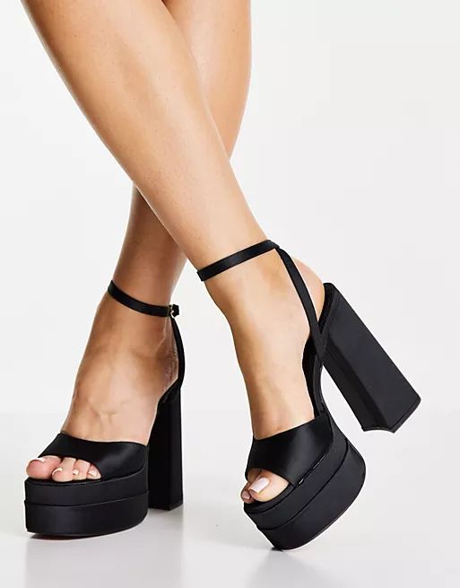 ASOS DESIGN Nix high platform heeled sandals in black | ASOS (Global)