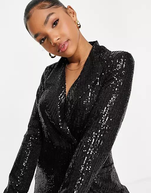 Style Cheat embellished blazer mini dress in black | ASOS (Global)