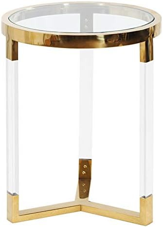 JHBW Modern Coffee Table, Tempered Glass Table Top, Stainless Steel Hardware, Transparent Acrylic Su | Amazon (US)