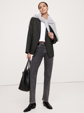 Relaxed Slim Pinstripe Flannel Blazer | Banana Republic (US)